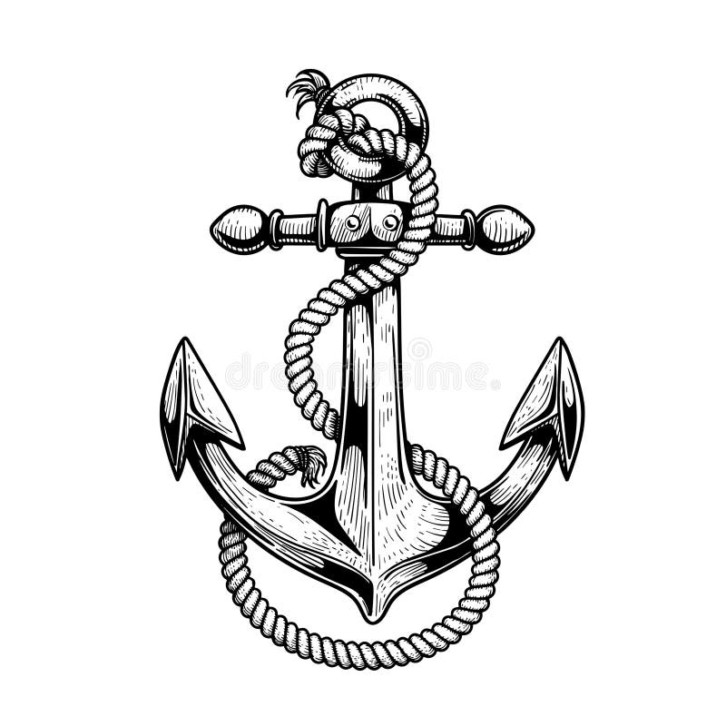 Emblem with a Ship and Anchor Stock Illustration - Illustration of ...