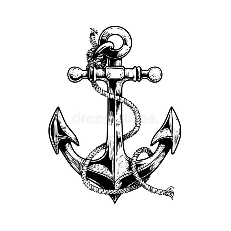 Emblem with a Ship and Anchor Stock Illustration - Illustration of ...