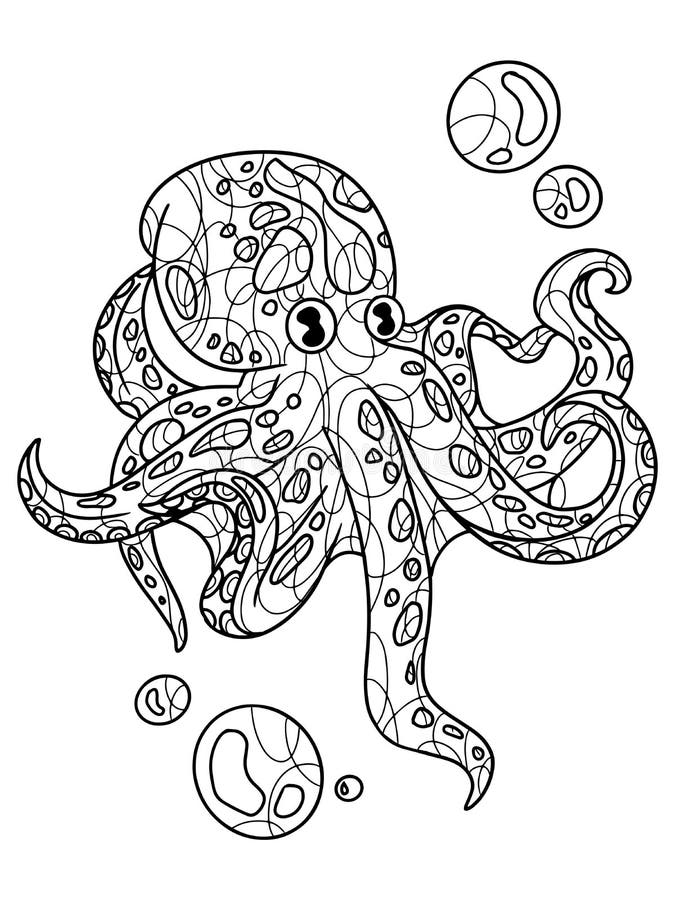 Octopus Coloring Book for Adults Vector Stock Vector - Illustration of ...