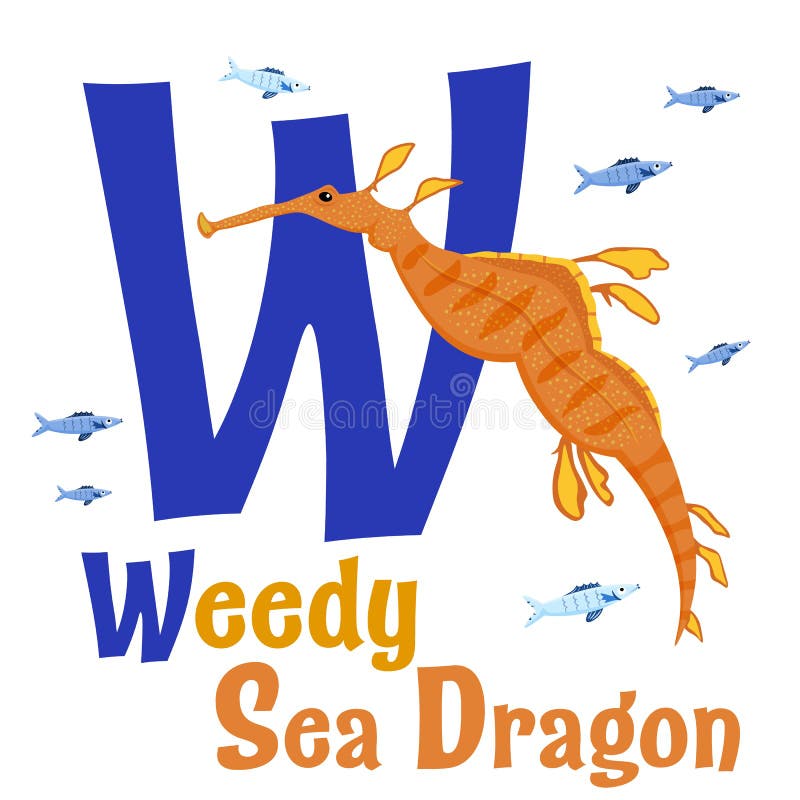 Sea Animals Alphabet. ABC for Children. Letter W Stock Vector