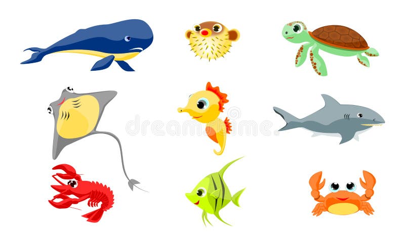 Sea animals stock illustration. Illustration of ocean - 32378251