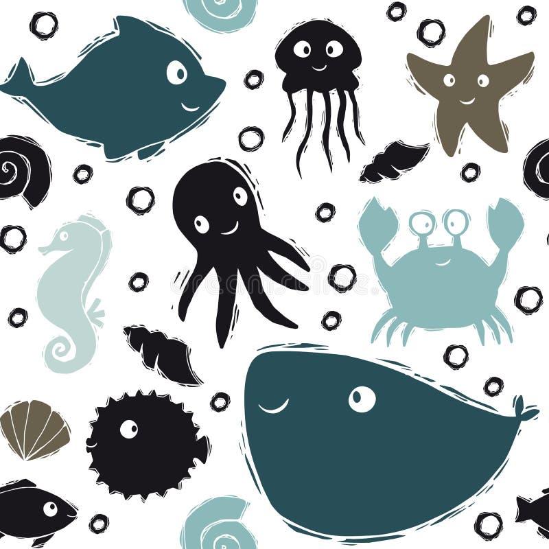 Download Seahorse, Jellyfish And Starfish Stock Vector ...