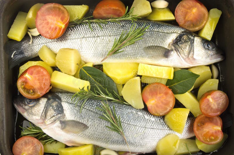 Sea bass cooked stock image. Image of freshness, food 25632907