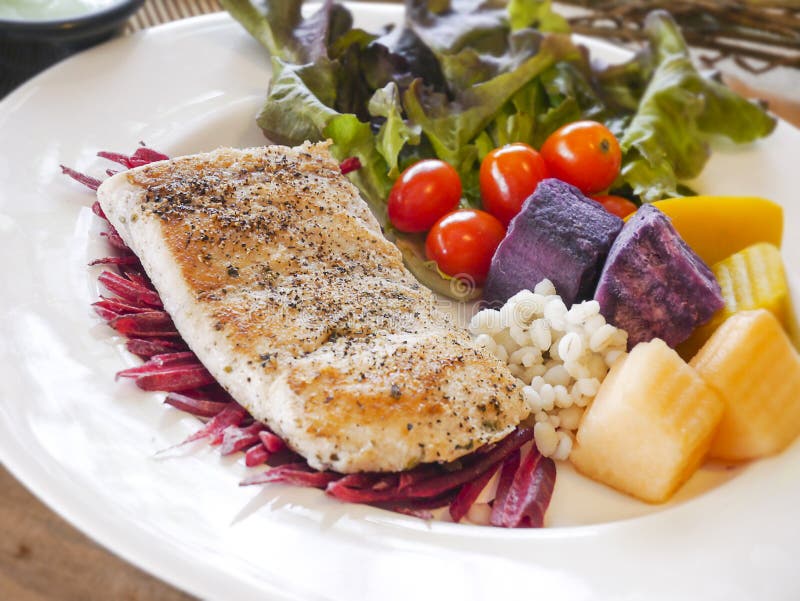 Sea bass Fish steak stock photo. Image of delicious, baked 86208786