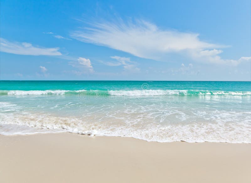 Sea beach blue sky sand sun daylight relaxation landscape viewpoint for design postcard and calendar