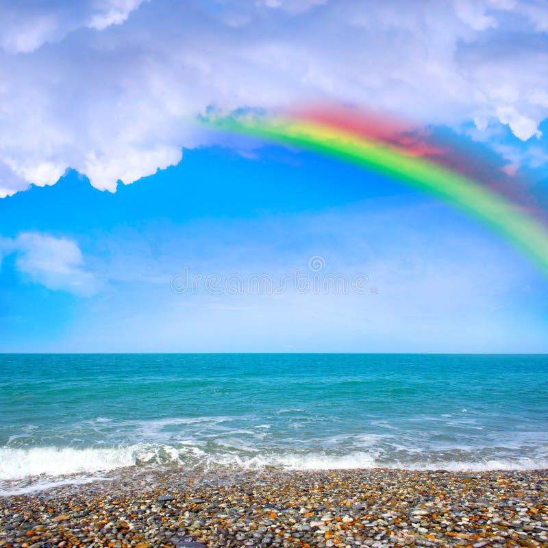 Sea beach and rainbow