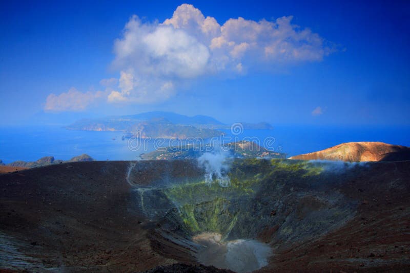 Sea, blue sky and crater