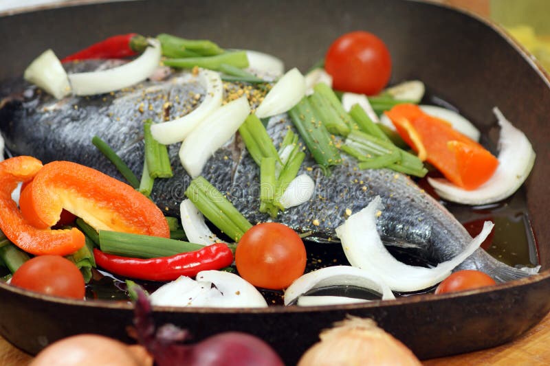 Sea Bream from Greece with Vegetable Stock Image Image of food
