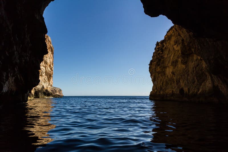 Sea cave on the mediterranean sea