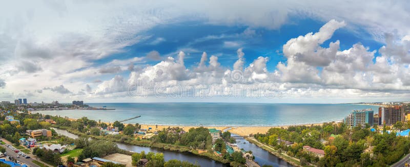 Sea coast of Anapa, Russia. Panoramic view