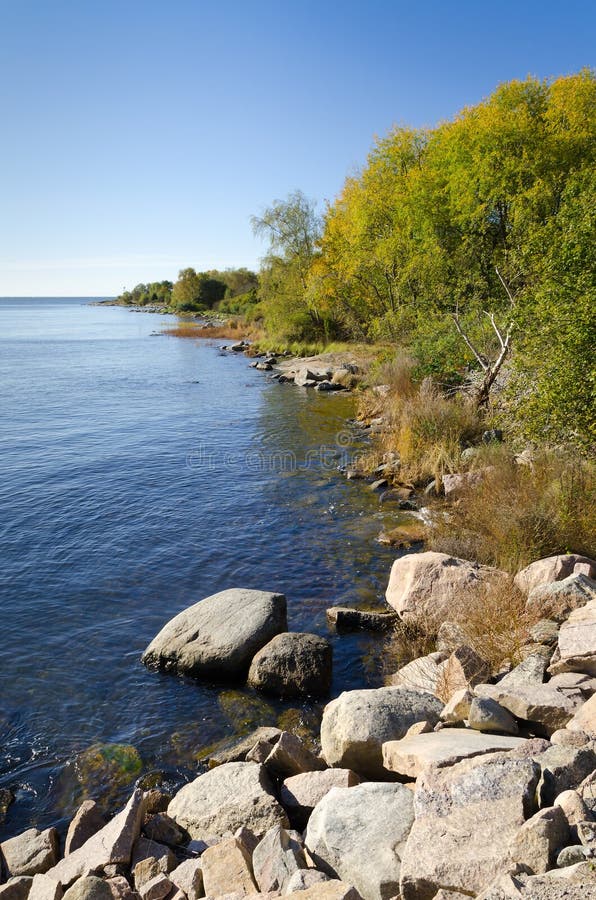 Sea coast in autumn colors stock image