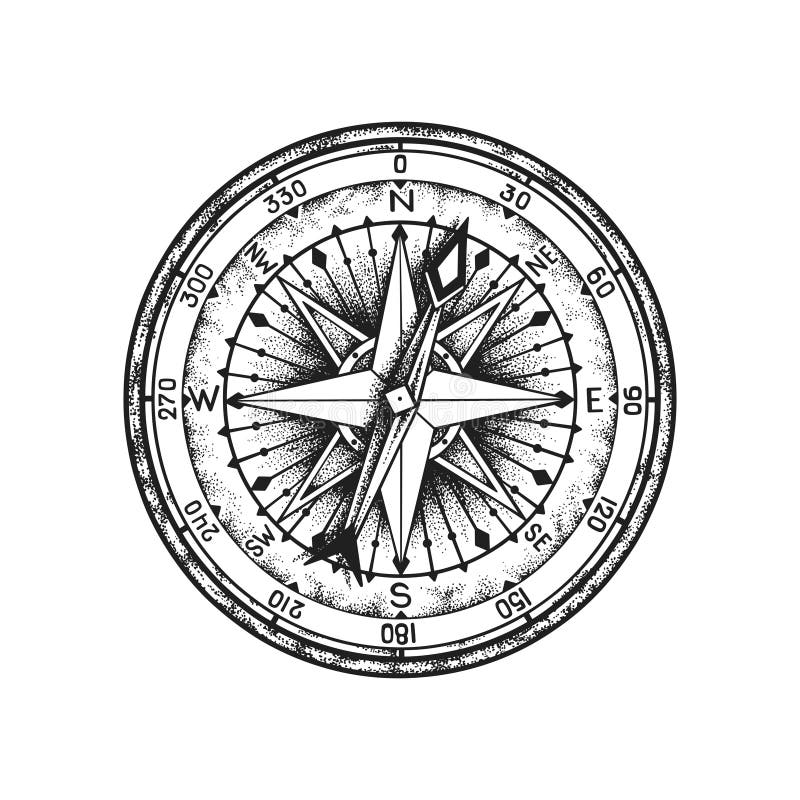 Sea Compass. Hand Drawn Vector Illustration