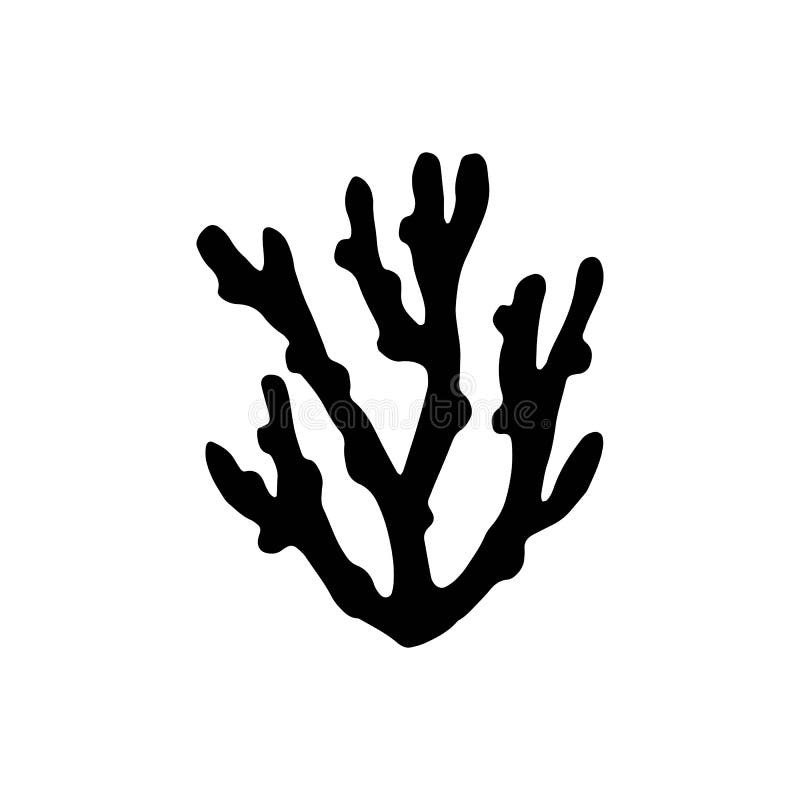 Sea coral silhouette vector black. isolated vector illustration