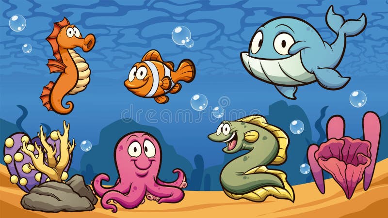 animated sea creatures clipart