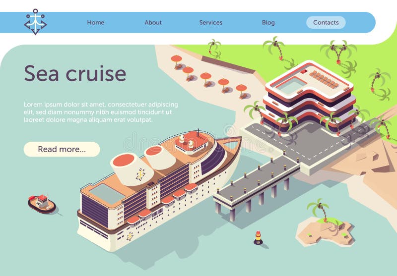 Sea Cruise Ship Travel in Tropical Country Banner stock abbildung Sea Cruise Ship Travel in Tropical Country Banner stock abbildung