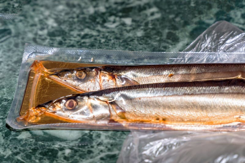 Sea Fish Saury in Vacuum Packaging Stock Photo Image of healthy