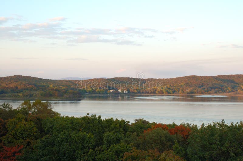 Sea and forest autumn scenery (landscape).