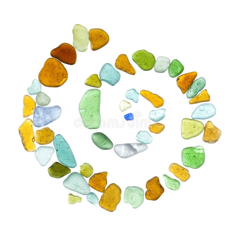 Sea glass peices on white