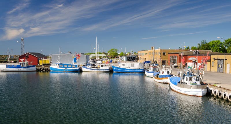 Sea harbor in Nogersund royalty free stock photo