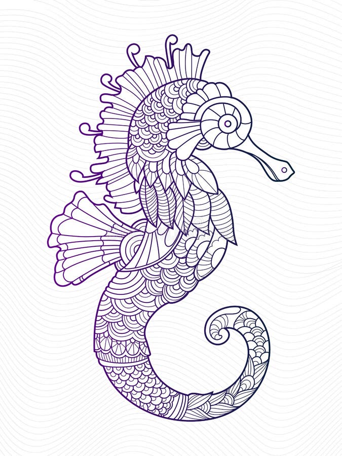 Sea horse coloring book for adults stock illustration Sea horse coloring book for adults stock illustration