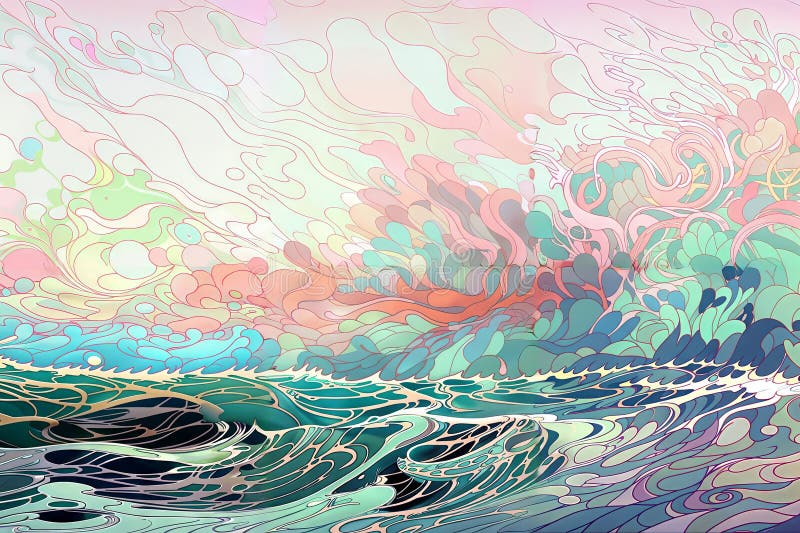 Abstract background with sea and waves. Vector illustration for your design. , generative ai stock image
