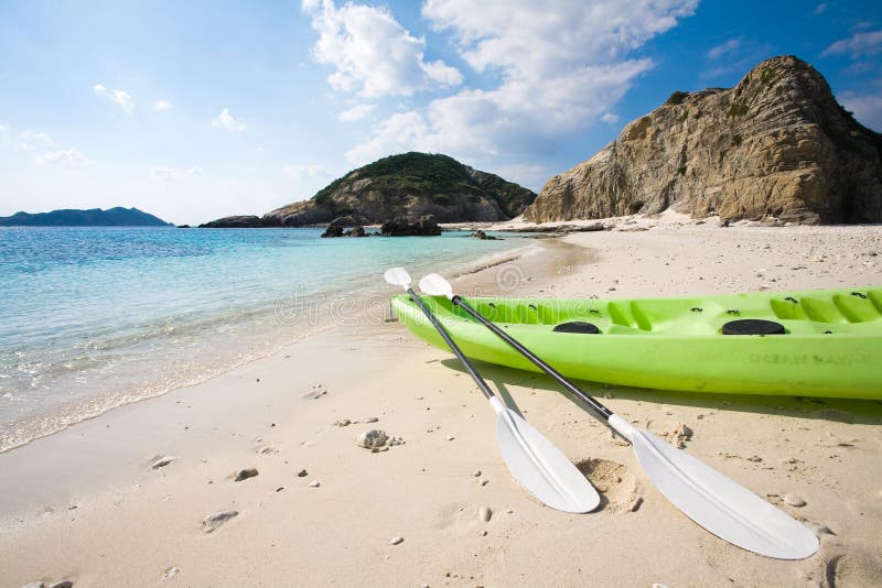 Sea-kayak on beach in Okinawa