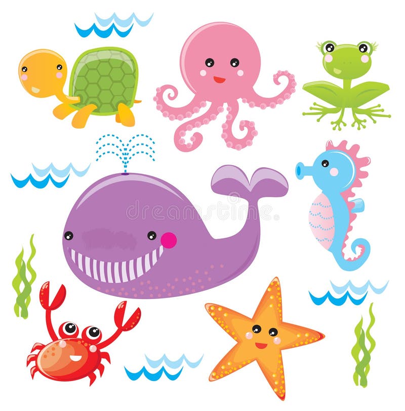 Sea life stock vector. Illustration of whale, ocean, cute 14760497