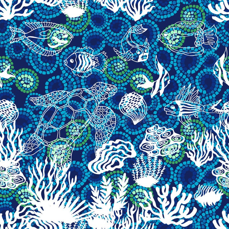 Download Sea Life Art. Seamless Vector Pattern. Stock Vector ...