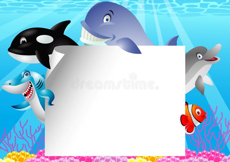 Sea Life Photo Frame [3] stock vector. Illustration of draw - 9247499