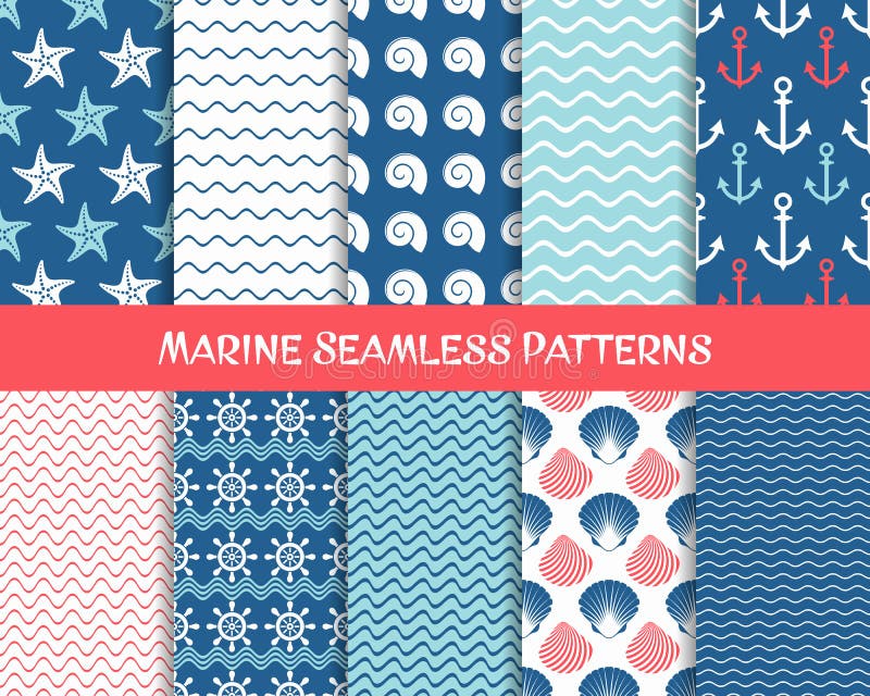 Sea and marine seamless patterns royalty free illustration Sea and marine seamless patterns royalty free illustration