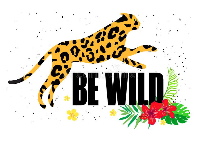 Sea muestra salvaje con una silueta de un leopardo stock de ilustración Sea muestra salvaje con una silueta de un leopardo stock de ilustración