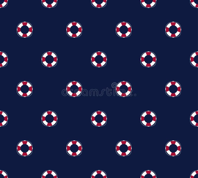 Sea and nautical seamless pattern with life saver