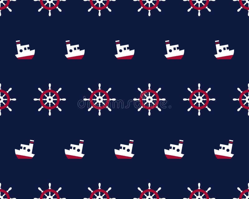 Sea and nautical seamless pattern with ship and