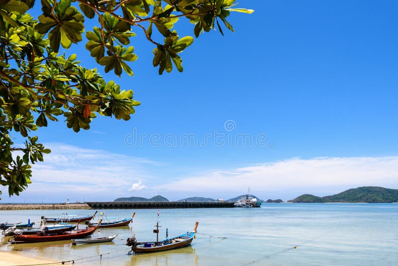 Sea near bridge pier at Laem Panwa Cape in Phuket, Thailand