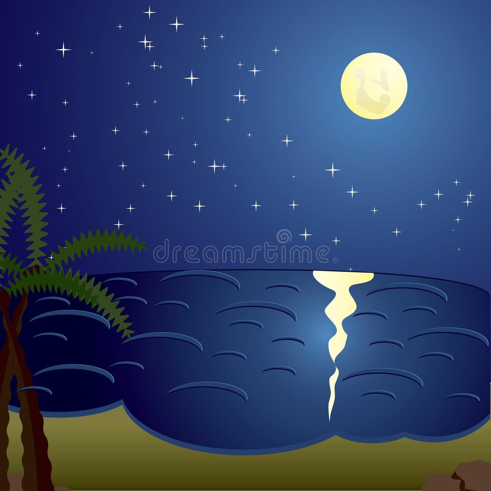 Surreal Seascape with Full Moon with Clouds and Star, Paper Art Stock Vector - Illustration of origami, clouds: 143520895
