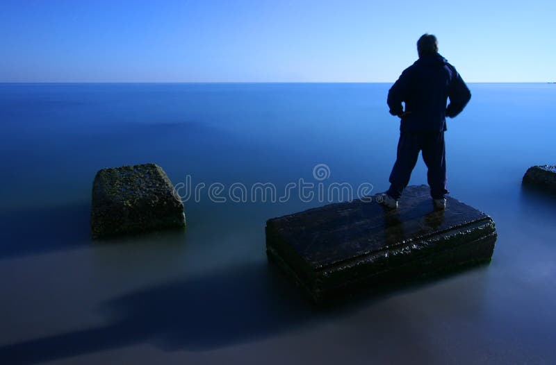 On sea in night royalty free stock photos