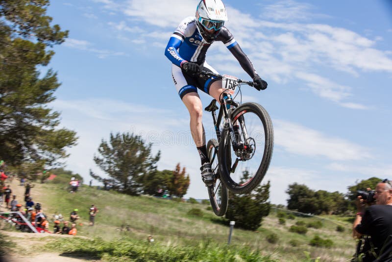 Carl Decker (Giant Bicycles) catches a little air during Enduro competition at the 2014 Sea Otter Classic Bike Festival. Carl Decker (Giant Bicycles) catches a little air during Enduro competition at the 2014 Sea Otter Classic Bike Festival.