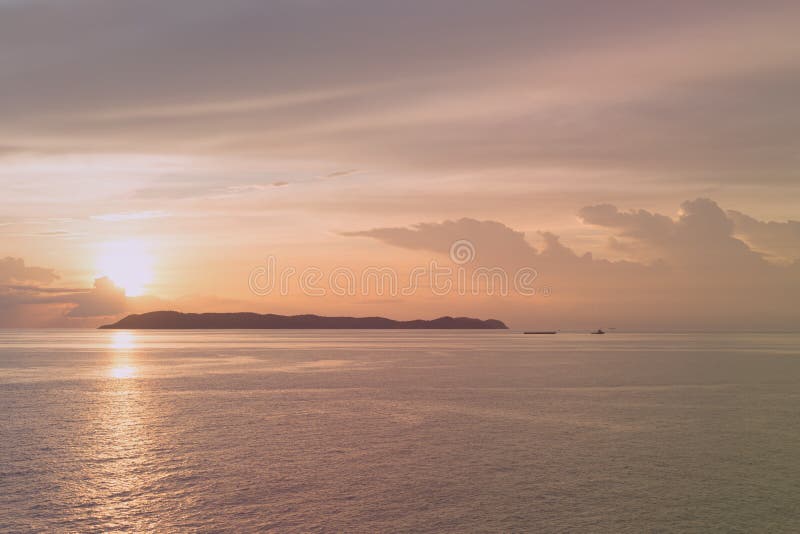 Sea pink sunset. Beautiful color clouds. stock images