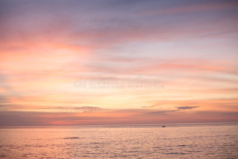 Sea pink sunset. Beautiful color clouds. stock images