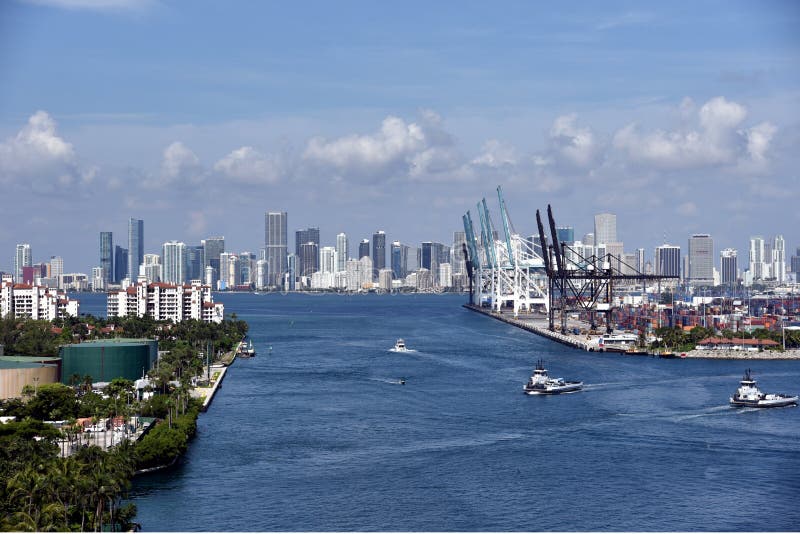 Entering Miami Port Florida Usa Stock Photos Free & RoyaltyFree