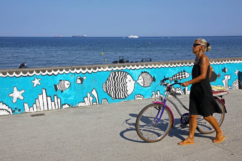 Sea promenade in Gdynia city, Baltic sea, Poland