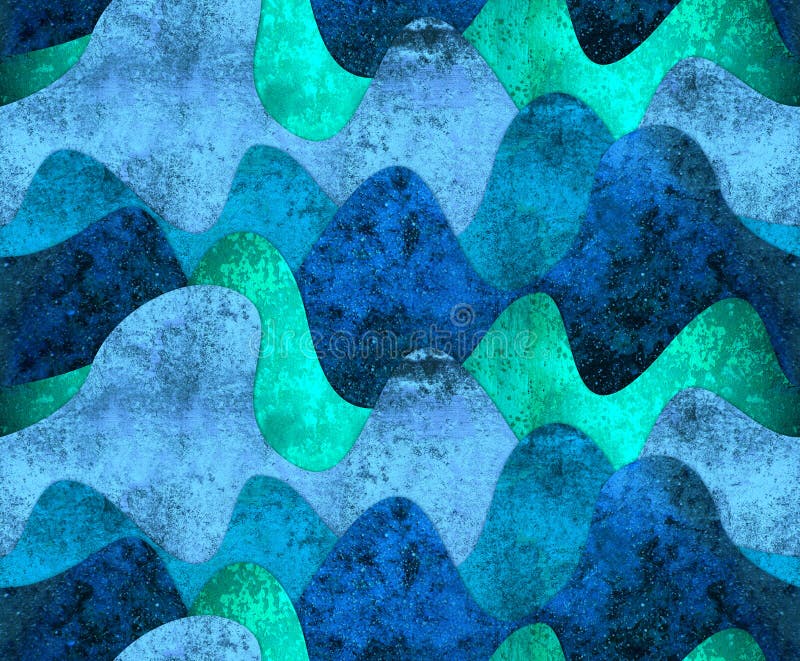 Sea raster illustration. Waves seamless pattern