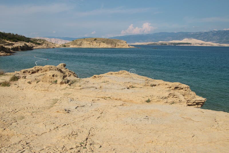 Sea and rocks on Rab island, Croatia. Near the town Lopar .