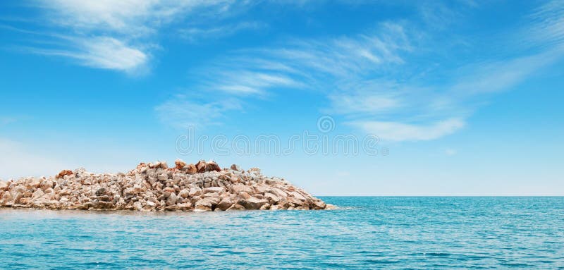 sea and the rocky island