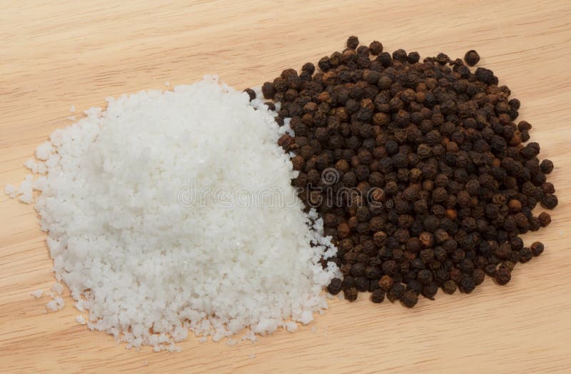 Sea Salt and Black Peppercorn Stock Photo Image of unrefined, pepper