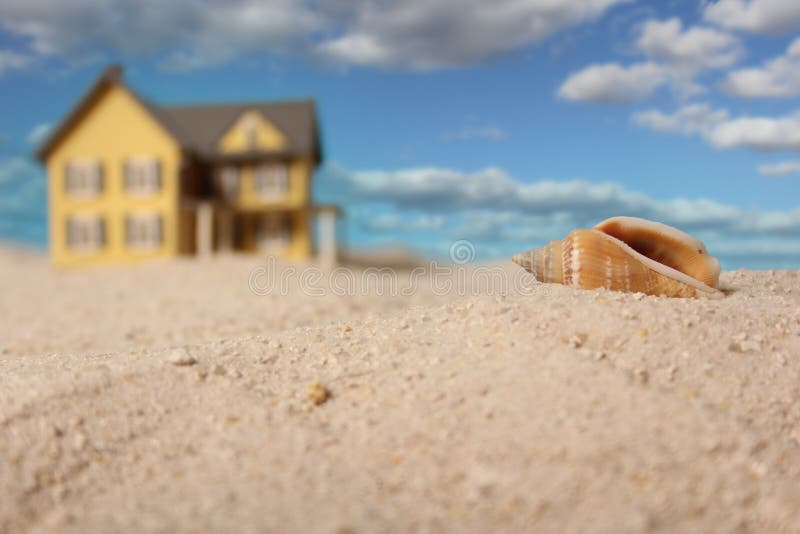 Sea Shell and Beach House on Sand, Shallow DOF Stock Photo Image of seashell, sand 241616880