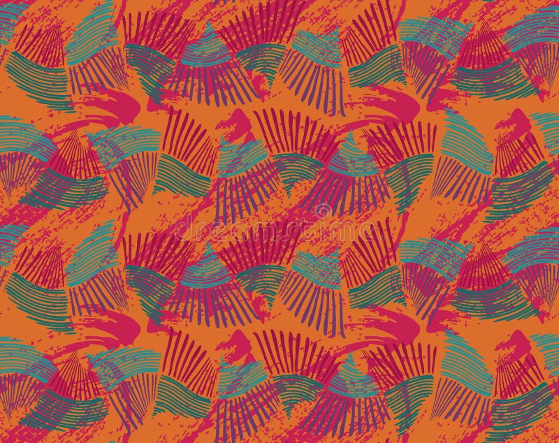 Sea shell peaces pink orange in wavy pattern with texture