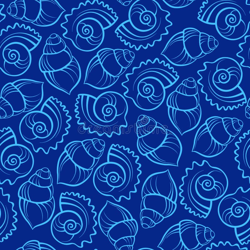 Sea shell seamless pattern