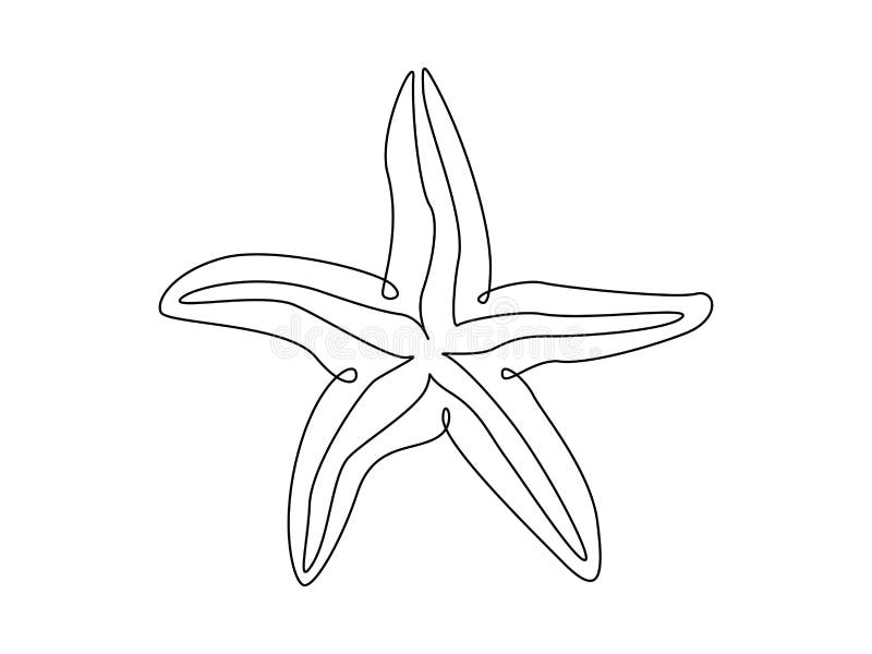 Starfish line art sea star continuous Royalty Free Vector