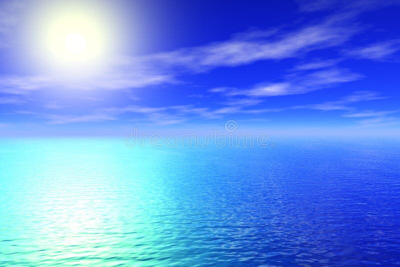 Sea and sunny sky background